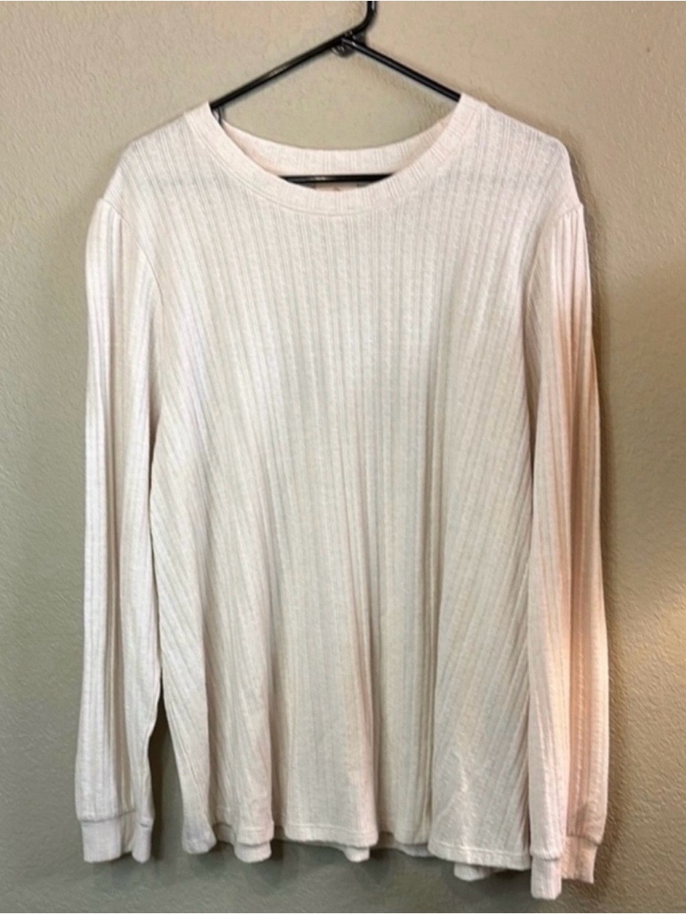 New St John’s Bay Sweater Cream Lightweight Ribbed Preppy Casual Women’s Size 2X